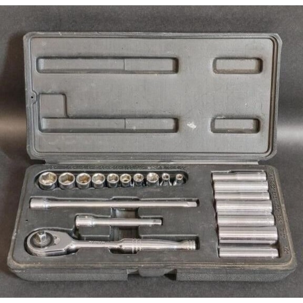 Vintage Stanley Workmaster 86-978 3/8” Drive 20Pc. USA Socket Set W/Case Tools